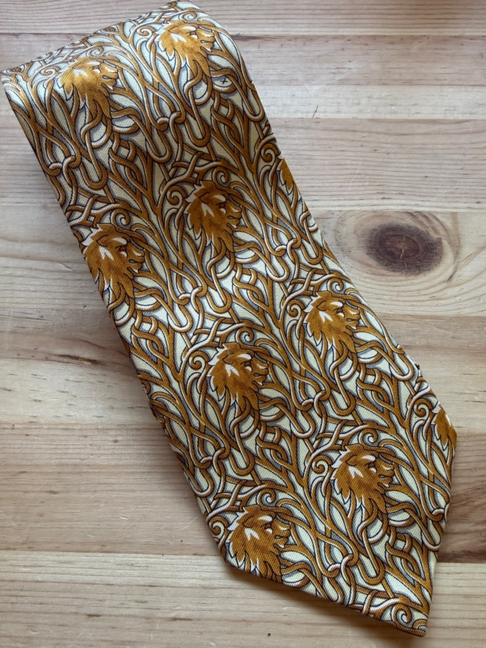 Celine Paris Silk Lion Head Tie